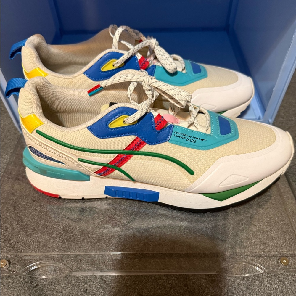 Colorful Sneakers with Green and Blue Accents